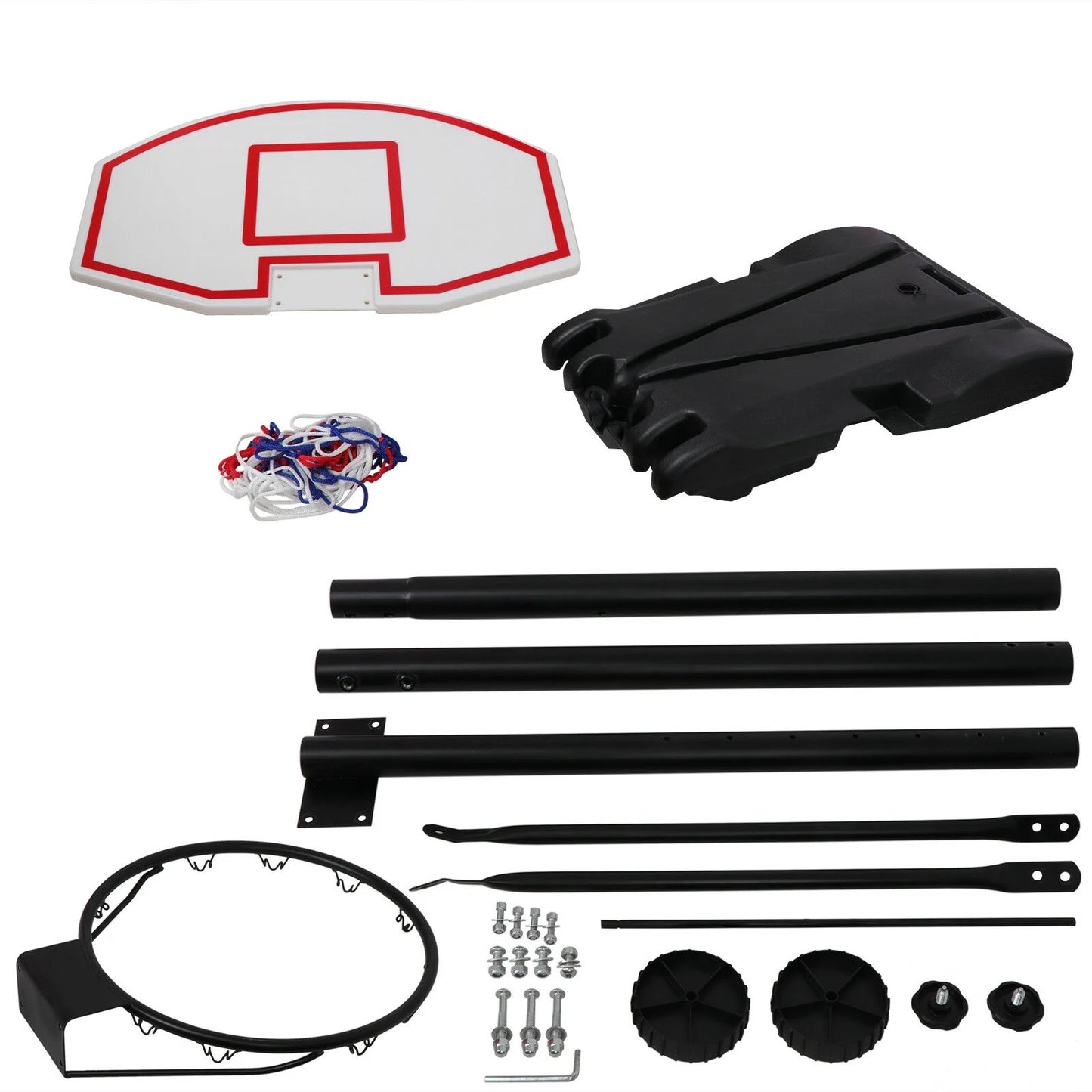 Portable Height Adjustable 4 -7 FT Basketball Hoop Basketball Stand W/ Wheels Black