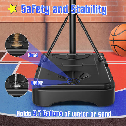 Portable Basketball Hoop Outdoor, 33In Basketball Goals 5-7Ft Height Adjustable PVC Basketball Hoop Goals for Basketball Court Kids Toddlers Play Outdoor